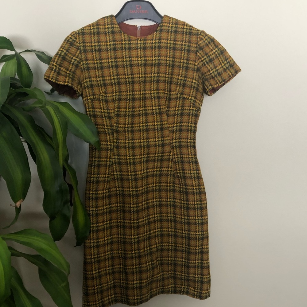 Vintage wool dress with silk liner.